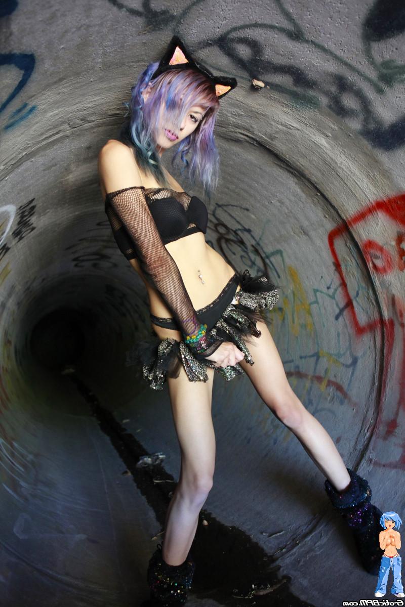 15P HOT little raver party girl getting naked in the secret undergro