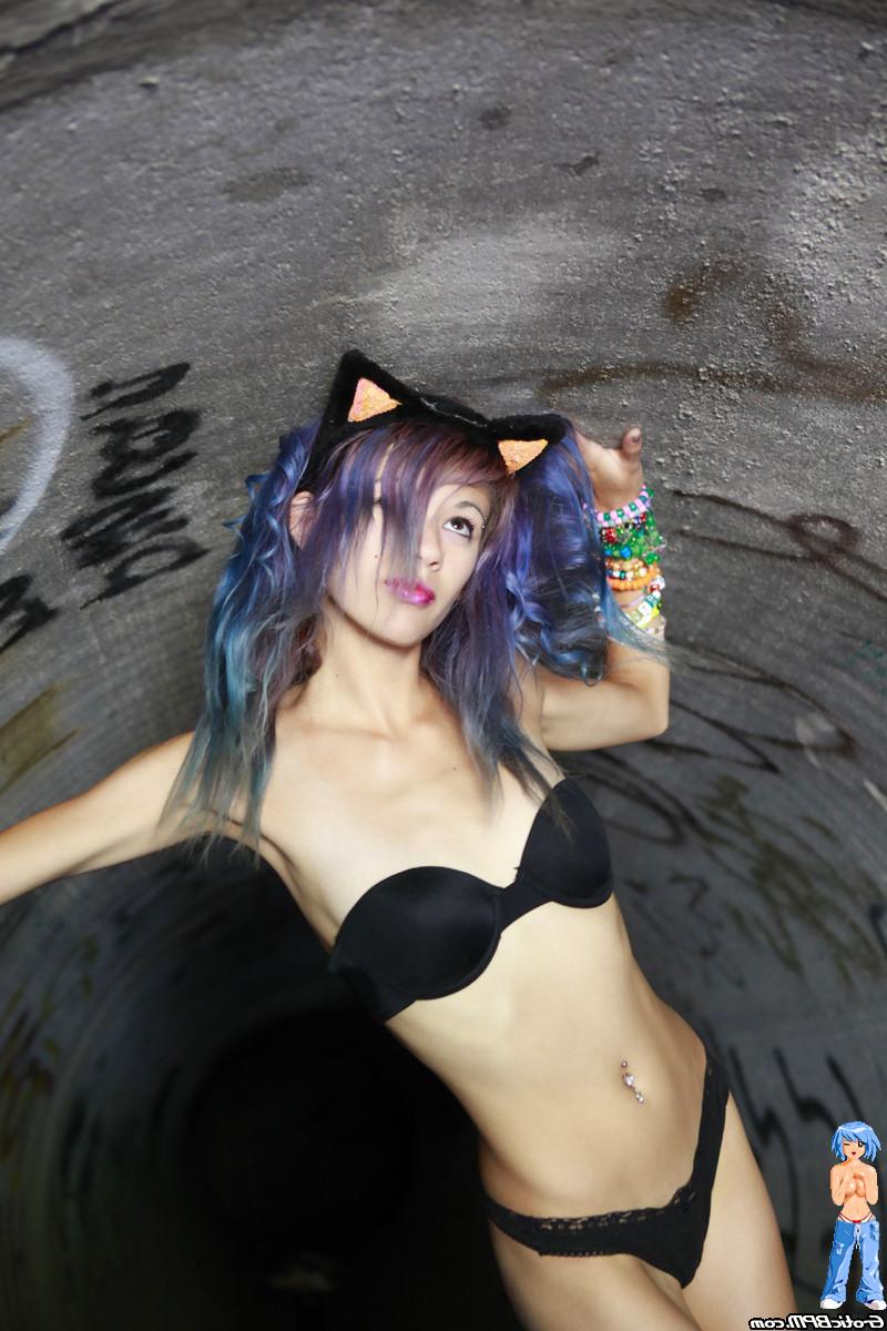 15P HOT little raver party girl getting naked in the secret undergro