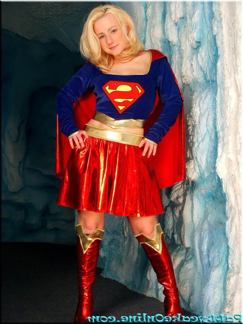 16P Busty teen girl dressed in superwoman uniform