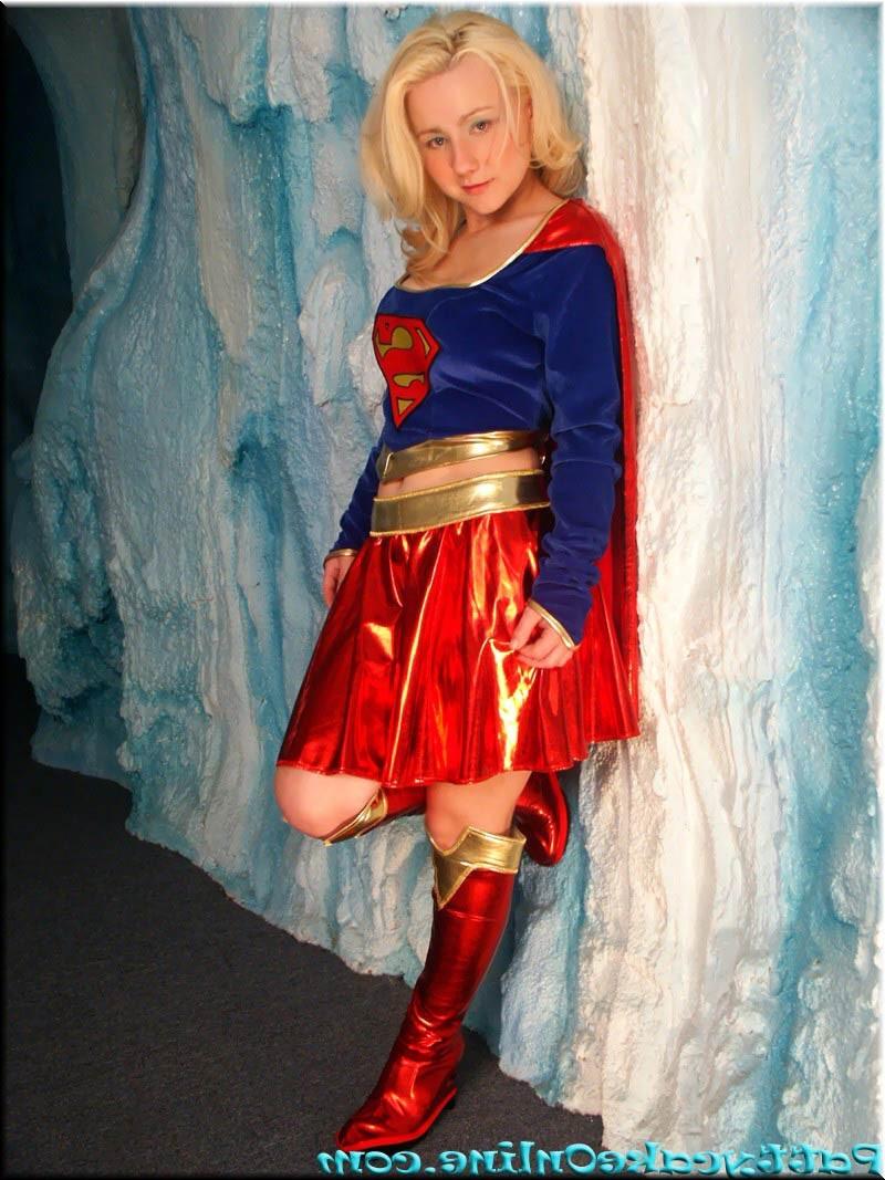 16P Busty teen girl dressed in superwoman uniform