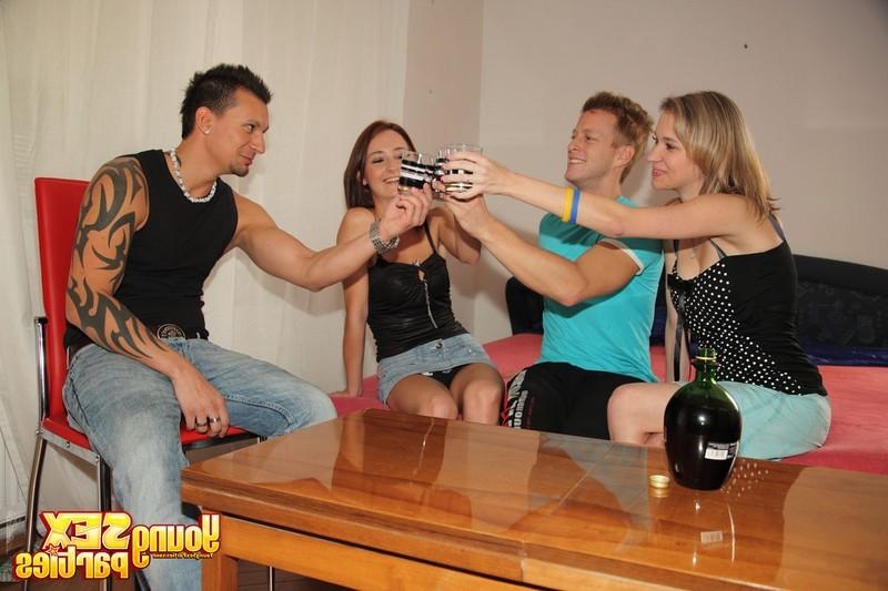 16P Two sexy russian teens get drunk and switch boyfriends in bed