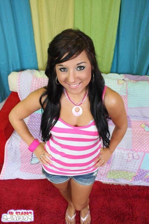 17P Brunette teen having gangbang sex and getting facial cum