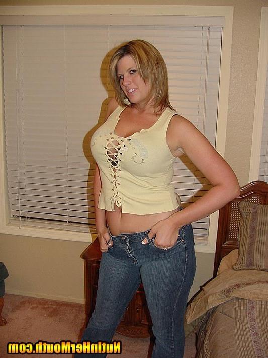 16P Horny big tit natural blonde slut takes big load of hot cum