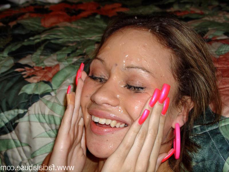 15P Teen amateur gets a nasty load of cum on her face