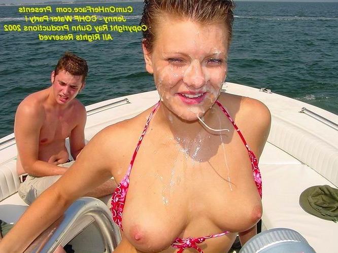 16P Gangbang and messy cumshot on a boat