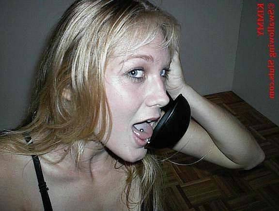 16P Young blonde slut chokes down a huge spoonful of cum