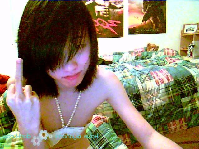 16P Young japanese newhalf in white bikini