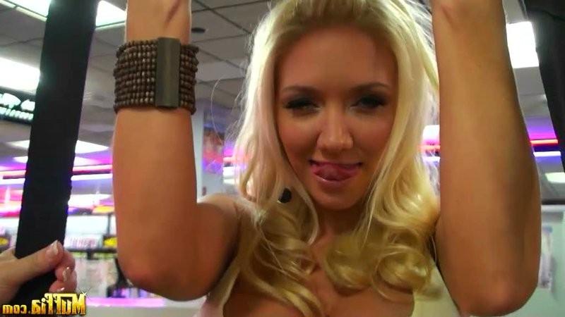 16P Lesbo babe Misty Anderson buys toys in a sex shop