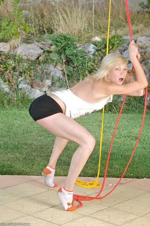 16P Young small titted blonde hottie playing with cute pink dildo