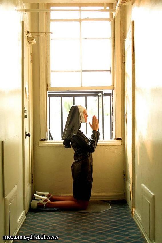 11P naughty nun shoves dildo in her pussy