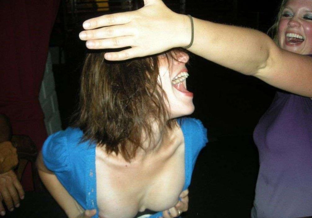 15P Really drunk amateur girls flashing tits