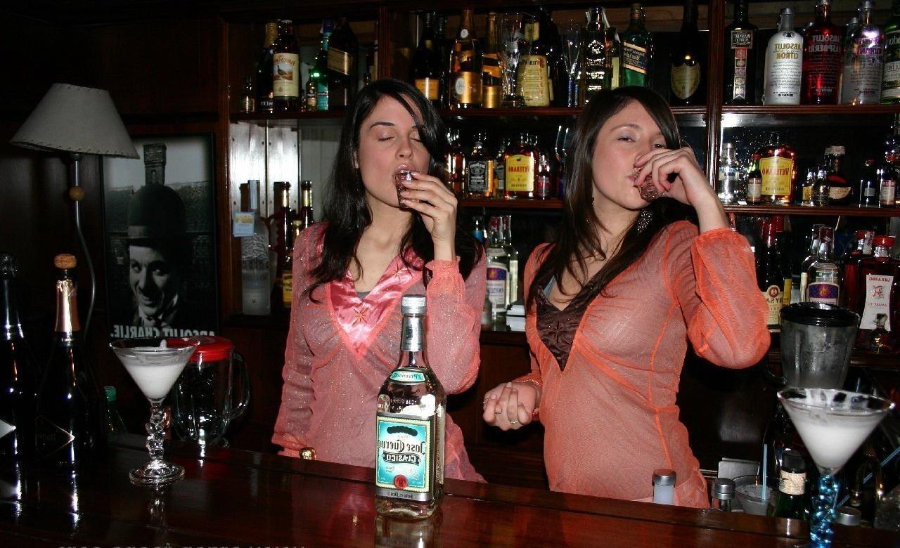 15P Naughty drunk teens stripping naked and showing off tits