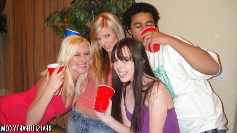 16P Two babes get drunk before they share cock and cum at a party