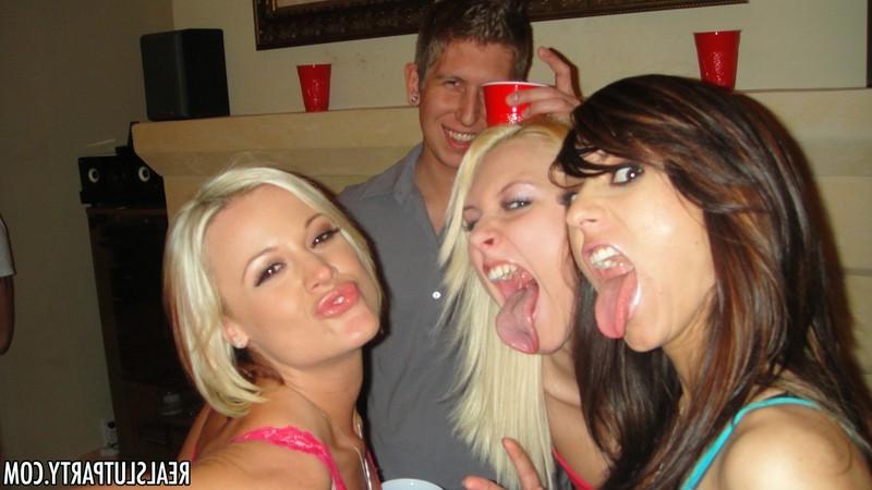 16P Two babes get drunk before they share cock and cum at a party