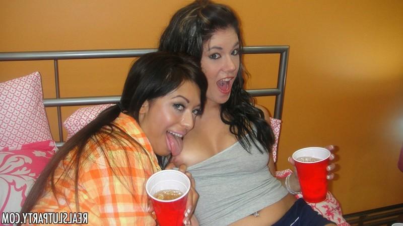 16P Lesbian babes gets drunk and strips down at slumber party