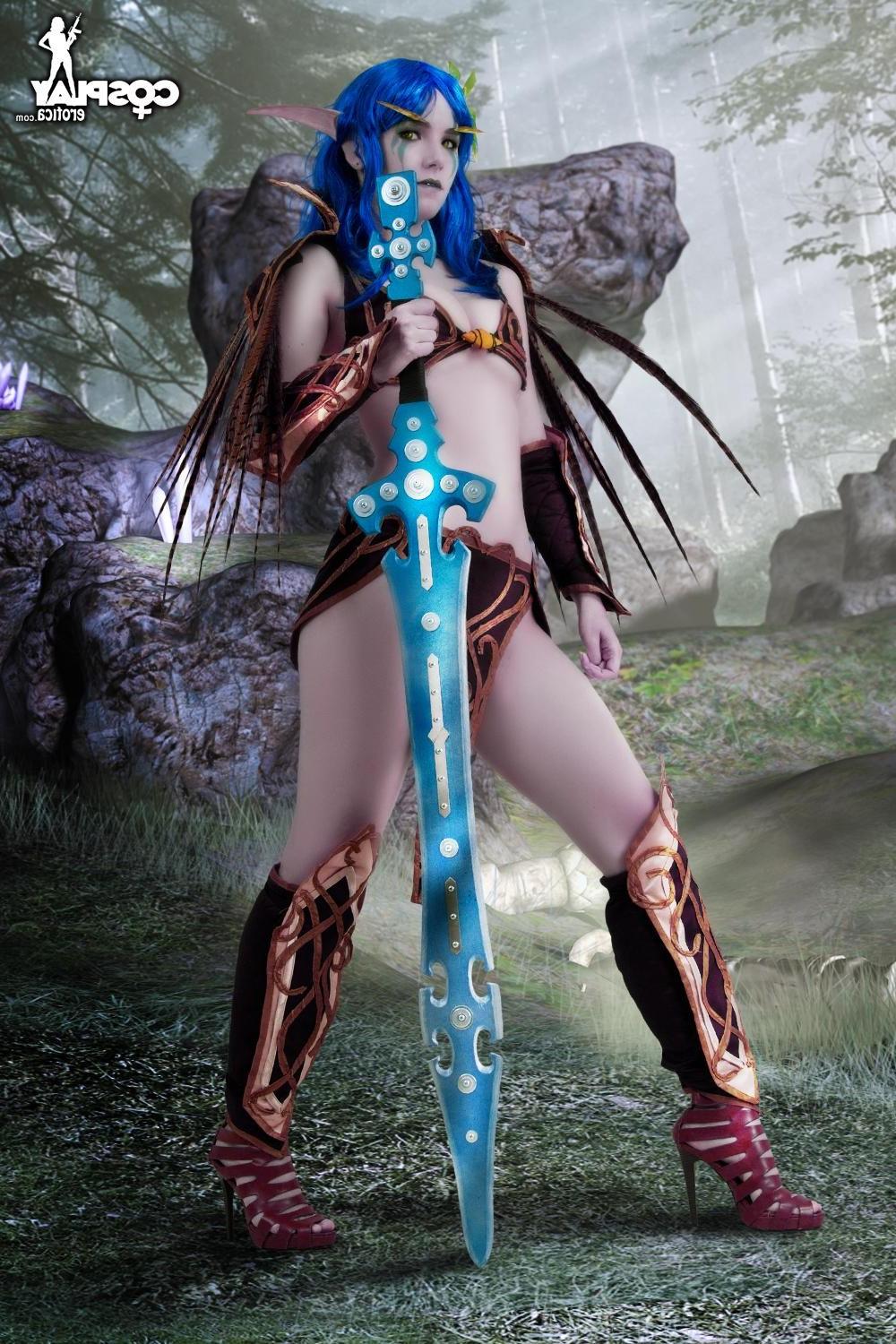 12P Cassie as she is cosplaying a nasty World Of Warcraft Night Elf paladin