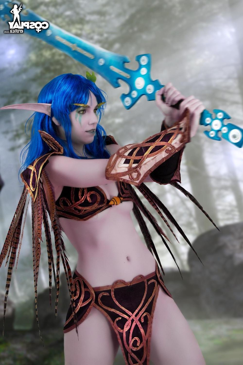 12P Cassie as she is cosplaying a nasty World Of Warcraft Night Elf paladin