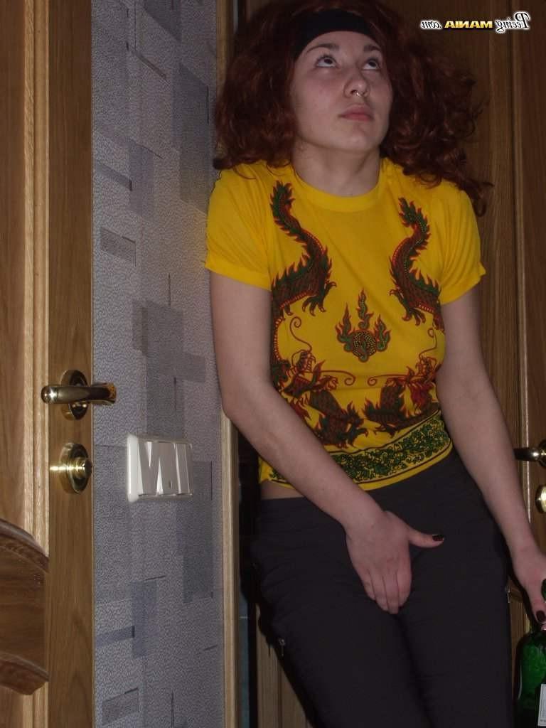 16P Drunk whore pees in her pants