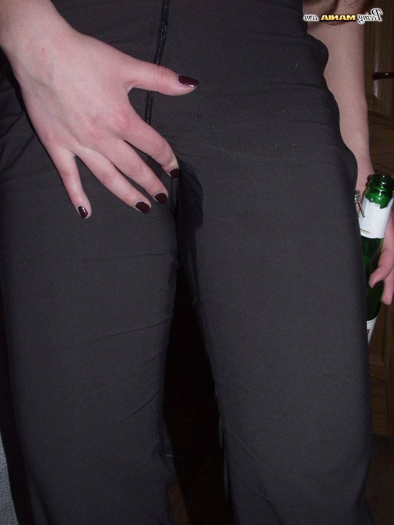 16P Drunk whore pees in her pants