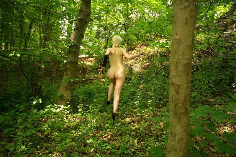 18P Weird punk babe with hairy pussy plays outdoor and gets cuffed