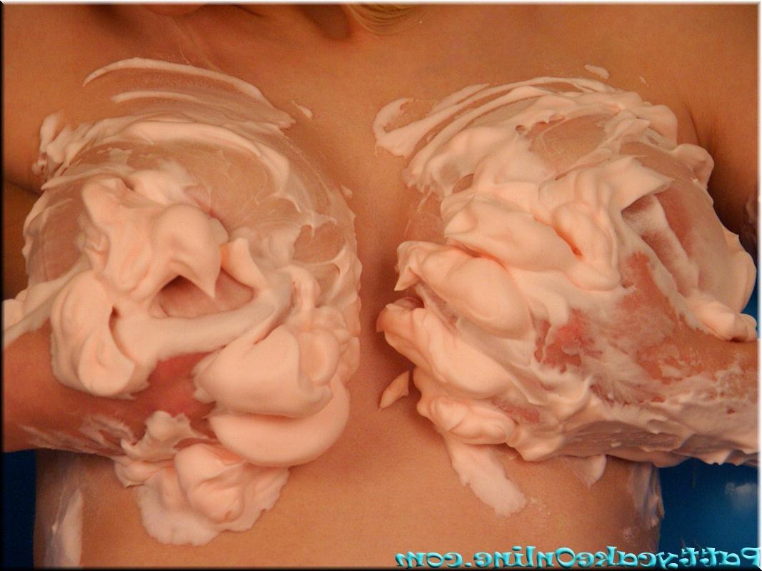 16P Busty teen girl covering boobies in goop