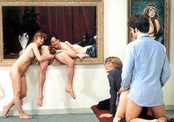 16P Seventies couple having sex with a painting