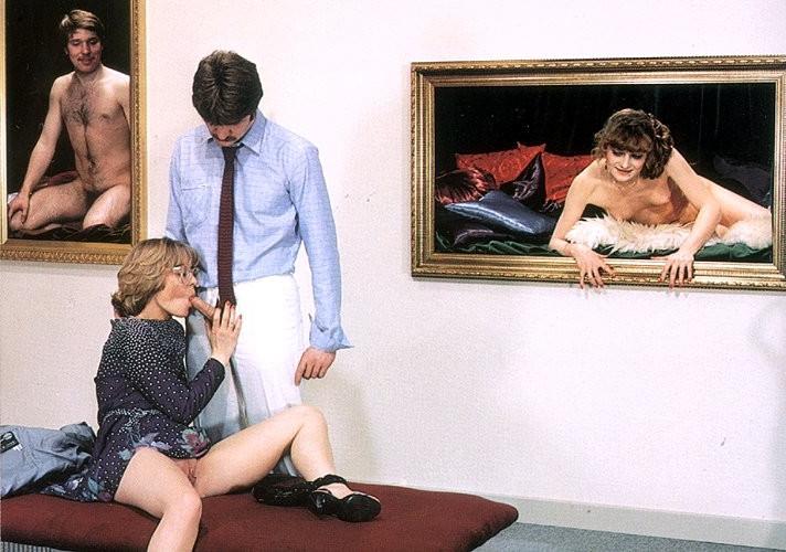 16P Seventies couple having sex with a painting