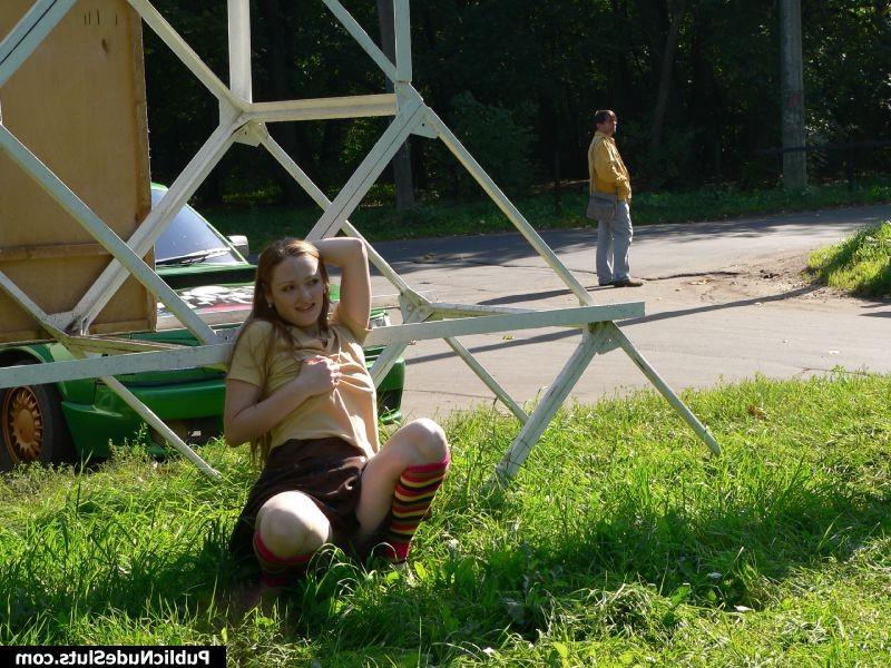 15P Playful cutie gets dirty enough to show her nude titties in the park