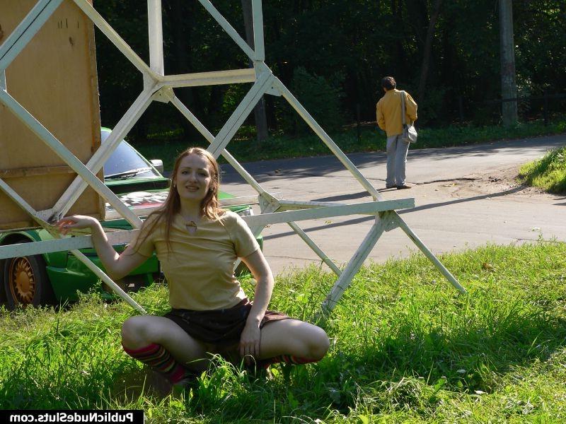 15P Playful cutie gets dirty enough to show her nude titties in the park