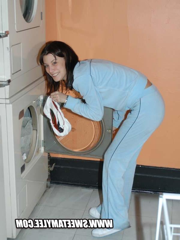 14P Laundry doing cutie Sweet Amylee looking sweet and innocent