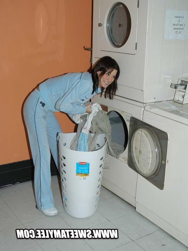 14P Laundry doing cutie Sweet Amylee looking sweet and innocent
