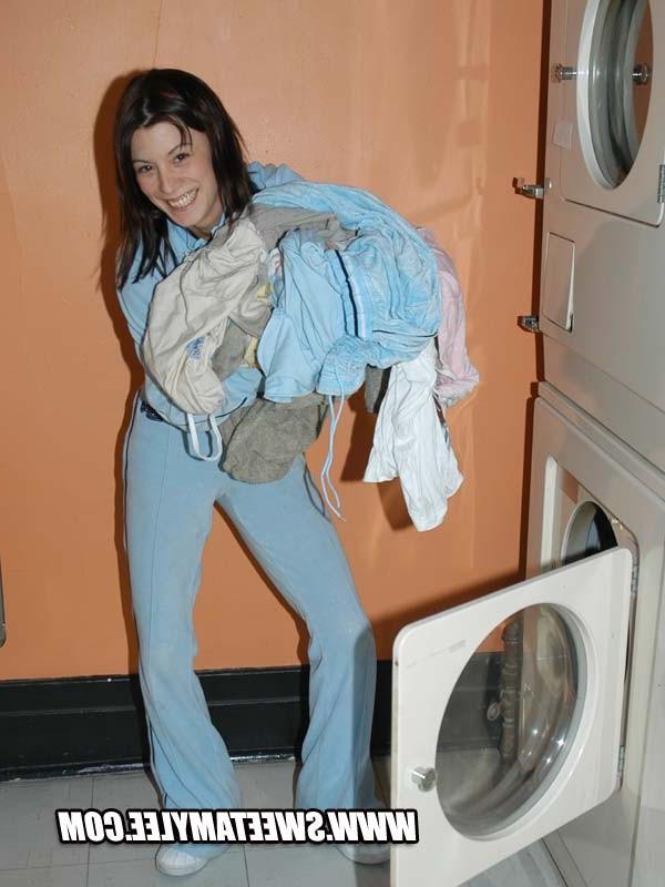 14P Laundry doing cutie Sweet Amylee looking sweet and innocent