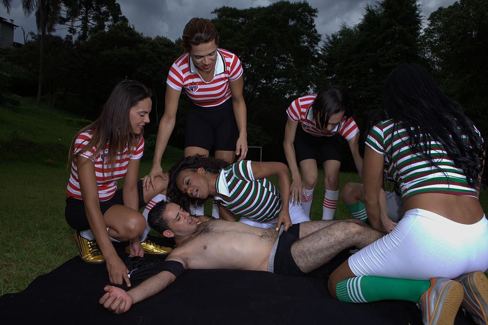 16P Shemale soccer players gangbang the referee