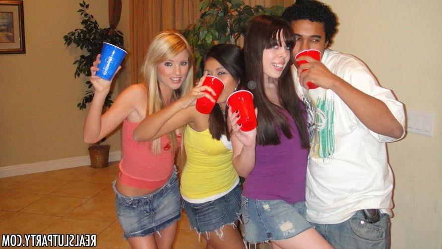 17P Drunk teen chicks at hardcore group sex party with cum swap