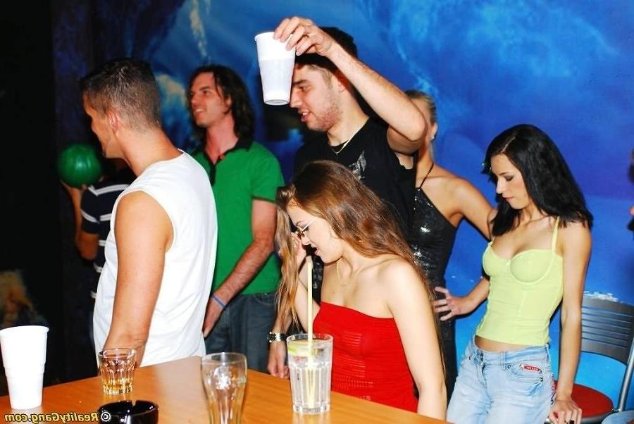 16P Sex hungry people group fucking at drunk party in night club