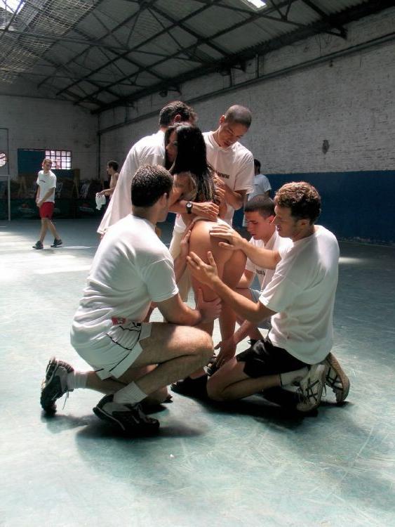 16P Football players get horny when hot model gets naked