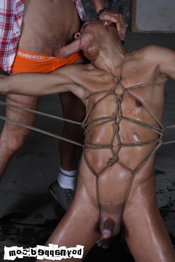 15P Bound, spat on and forced to endure not just one but three cocks being shoved in