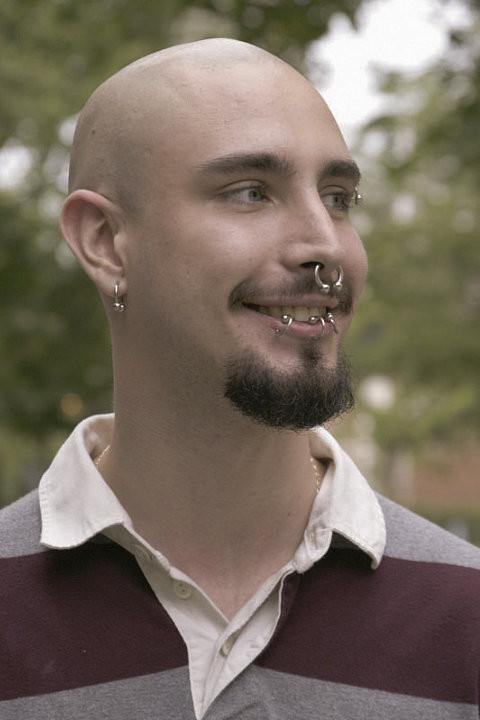 20P Bearded twink with his face pierced sucking and gettong drilled