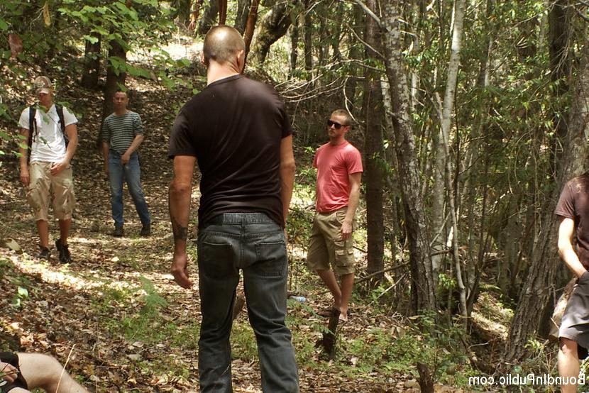 15P Horny men jump on a beefy jock and turn him into a sex slave at a campground.