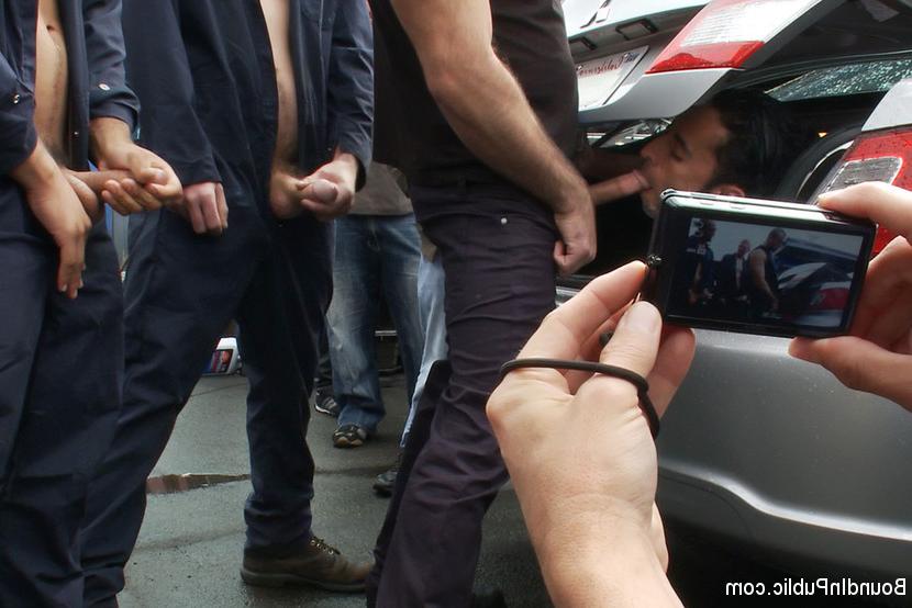 15P Spencer Reed and a bunch of car mechanics take turns fucking Gianni Lucca in a 