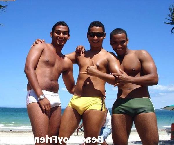 10P Super sexy and teasing hunks in trunks on the beach