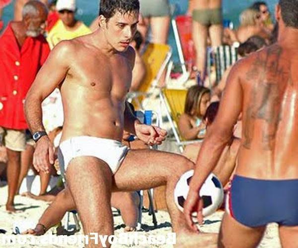 10P Super sexy and teasing hunks in trunks on the beach