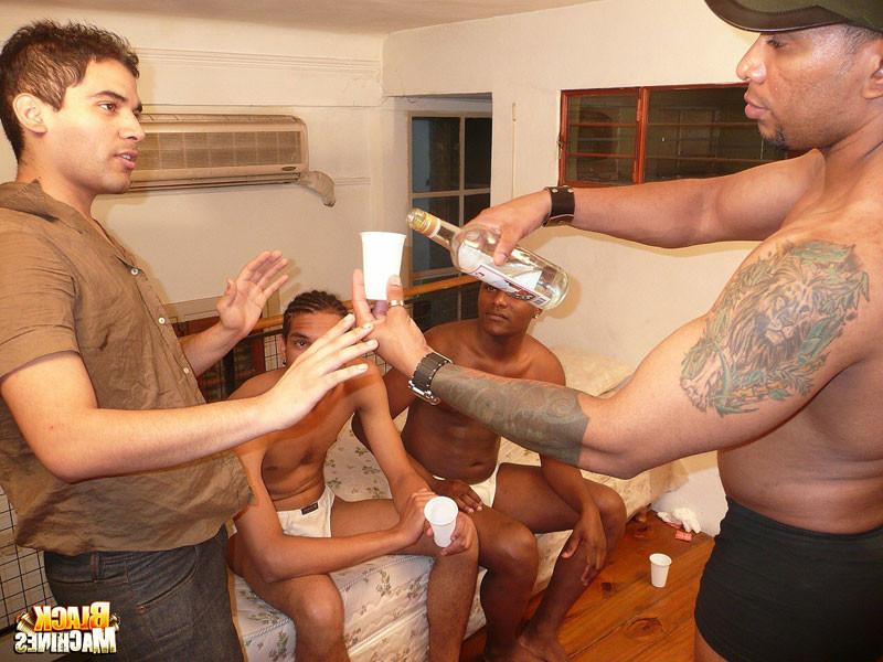 16P Cute guy gets drunk with three hung black men and ends up gangbanged by his booz