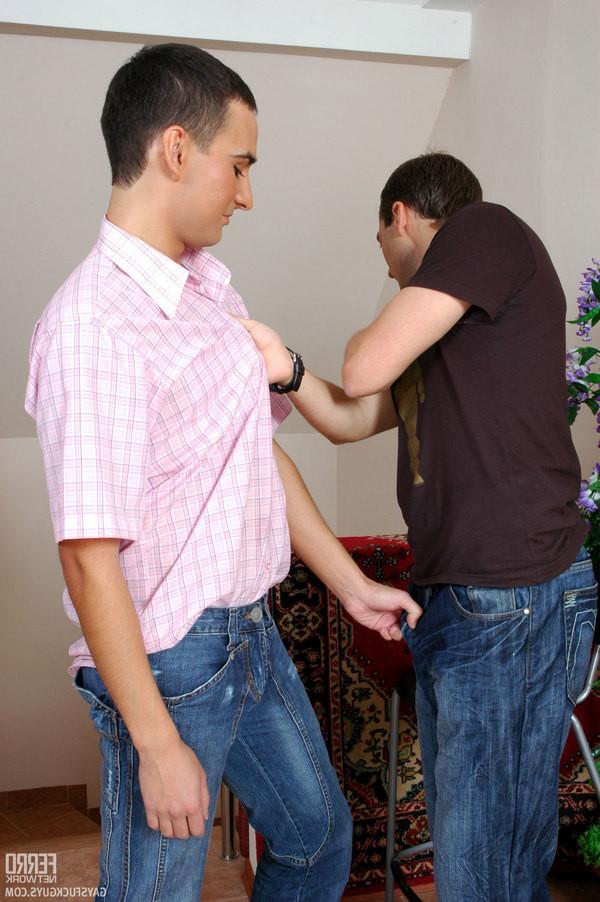 20P Sex crazy gay guy getting hold of meaty pecker aching for new sensations