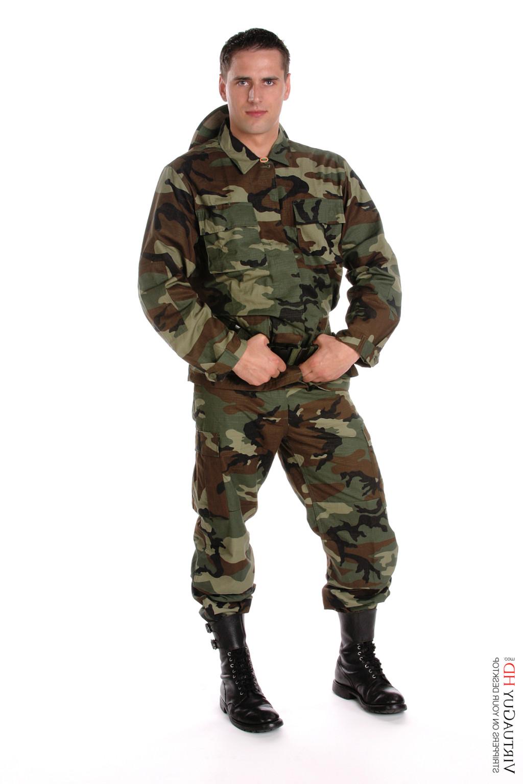 15P Handsome gay poses in military uniform and shows off his dick
