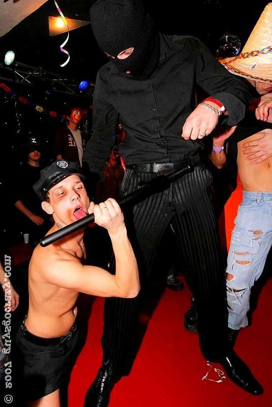 20P Dudes in constume suck whipped cream off of dildos