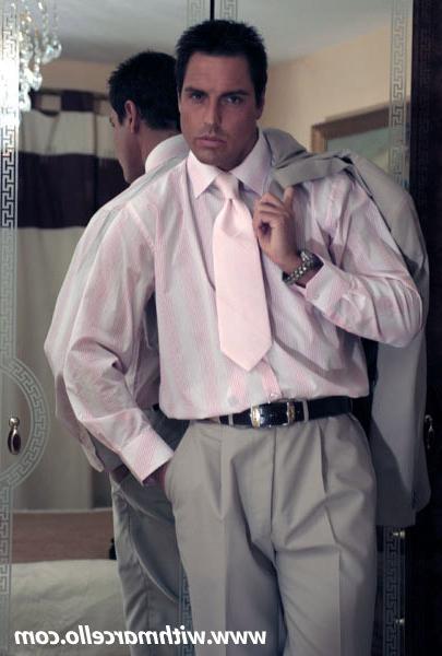 14P Sexy stud strips from his suit and strokes his cock