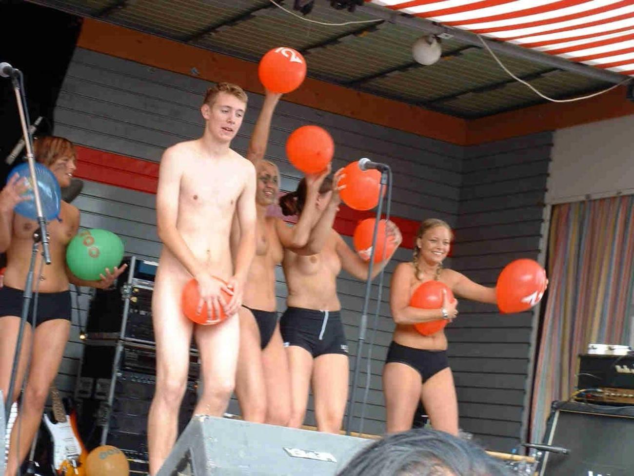 15P Outdoor event featuring trashy, naked girls on stage