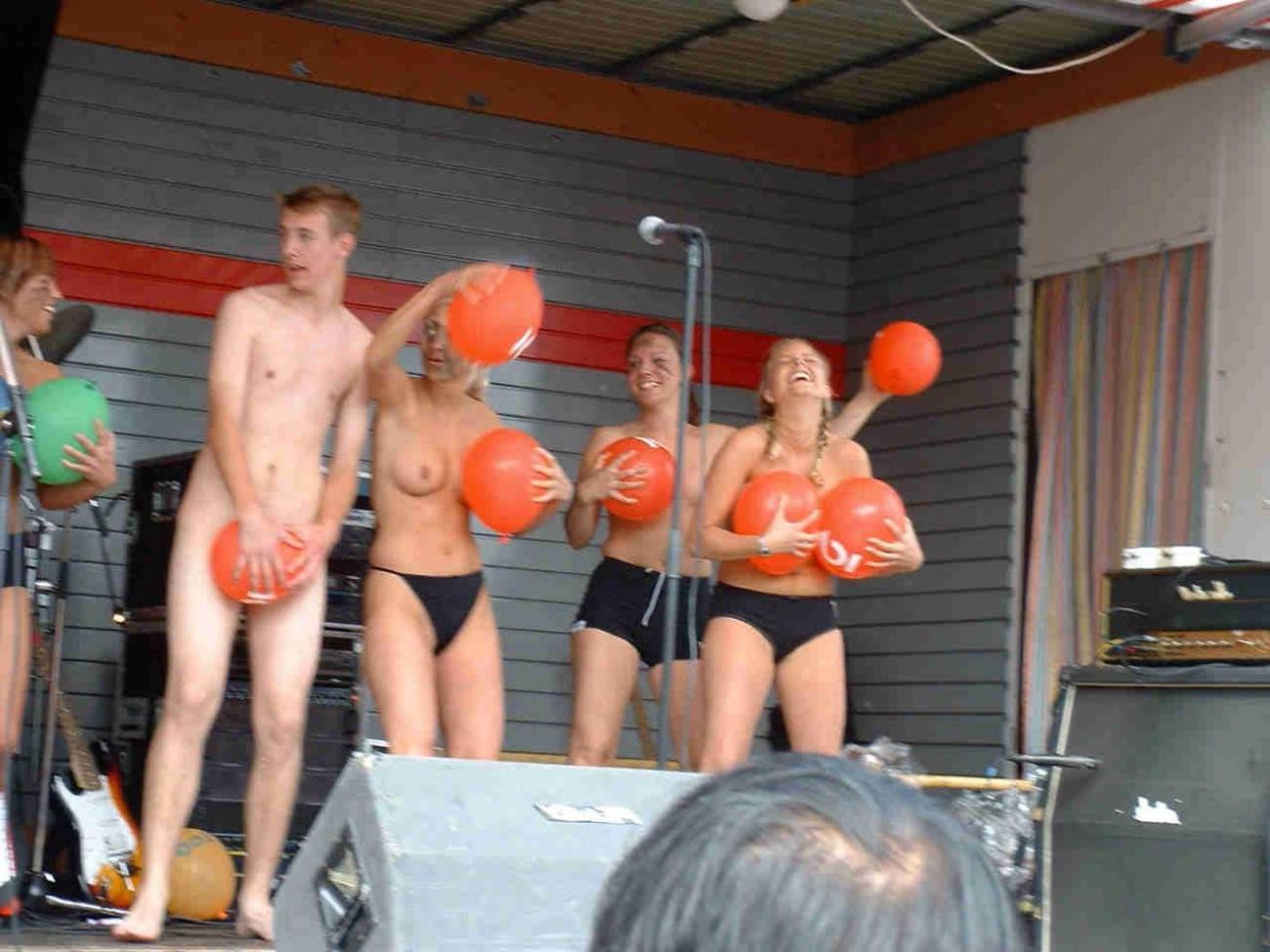 15P Outdoor event featuring trashy, naked girls on stage