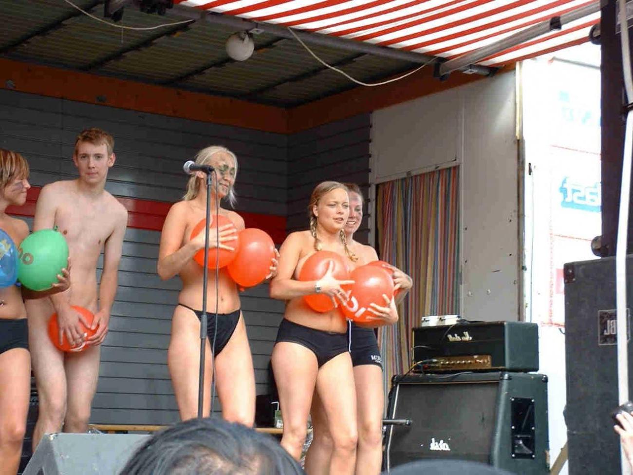 15P Outdoor event featuring trashy, naked girls on stage